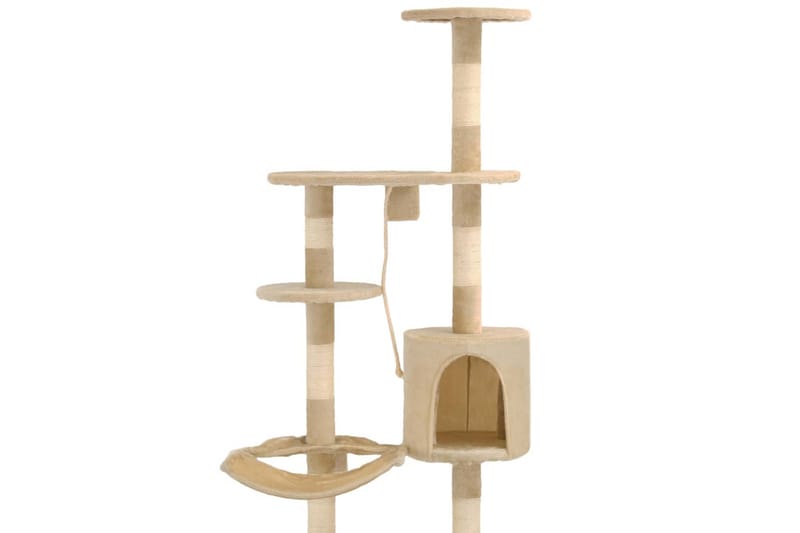 Katträd väggmonterat med klöspelare i sisal 194 cm beige - Beige - Kattmöbler