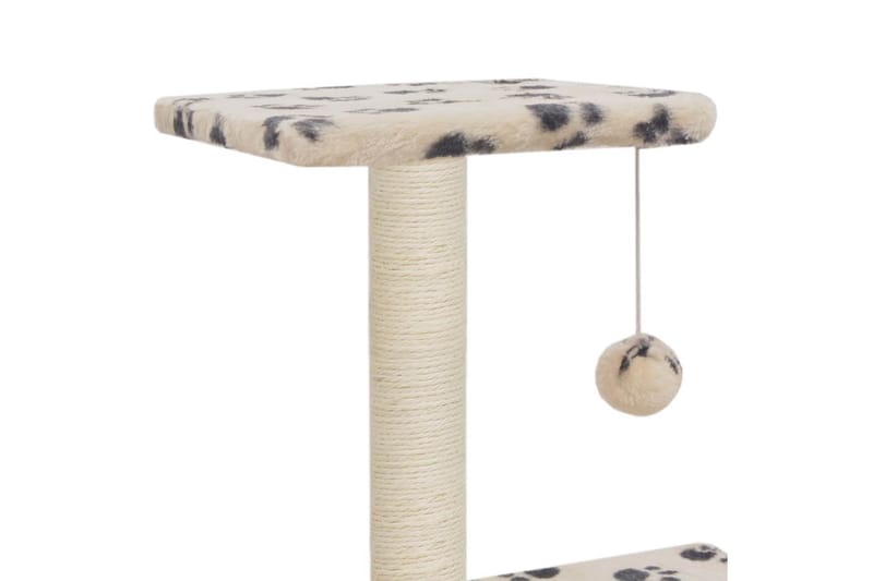 Klösträd med klöspelare i sisal 65 cm tassavtryck beige - Beige - Kattmöbler