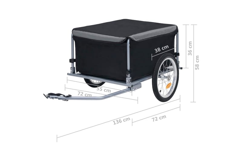 Cykelvagn svart och grå 65 kg - Grå - Sport & fritid - Friluftsliv - Cyklar - Cykeltillbehör