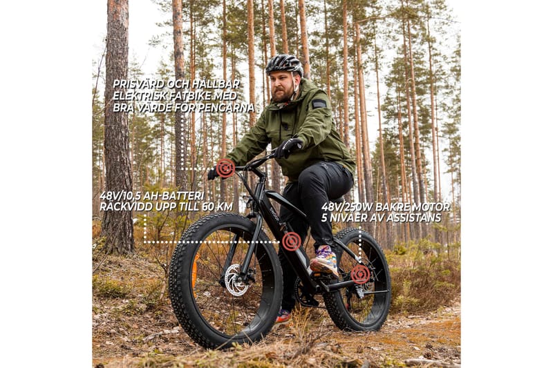 Swoop Fatbike Striker Elcykel, 26 - Svart - Elcykel