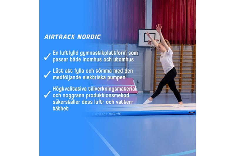 Airtrack Nordic Standard 3 m - Blå - Gymnastikmatta & Airtrack
