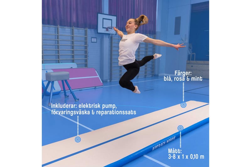 Airtrack Nordic Standard 8 m - Rosa - Gymnastikmatta & Airtrack