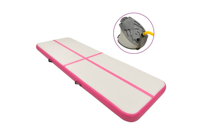 Uppblåsbar gymnastikmatta med pump 400x100x20 cm PVC rosa - Rosa - Sport & fritid - Hemmagym - Träningsredskap - Gymnastikmatta & Airtrack