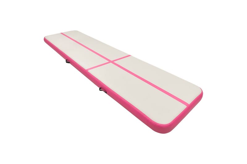 Uppblåsbar gymnastikmatta med pump 600x100x15 cm PVC rosa - Rosa - Gymnastikmatta & Airtrack