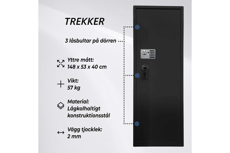 Trekker Vapenskåp för 10 Vapen, AS1000 V2 - Svart - Vapenskåp - Jaktvapen