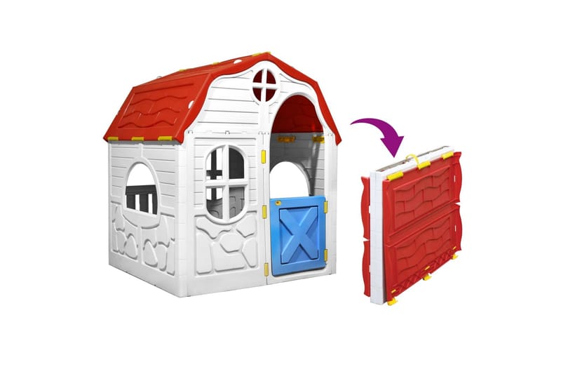 Hopfällbar lekstuga med fungerande dörr och fönster - Flerfärgad - Lekstuga