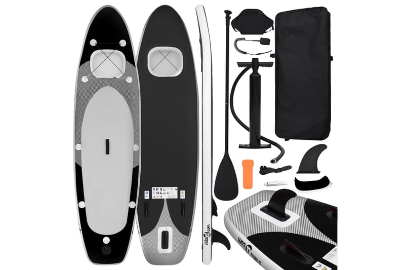 Upplåsbar SUP-bräda set svart 300x76x10 cm - Svart - SUP & paddleboard