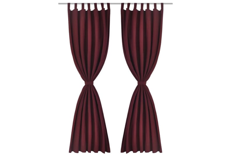 2-pack gardiner med öglor i vinröd microsatin 140x175 cm - Vinröd - Mörkläggningsgardiner