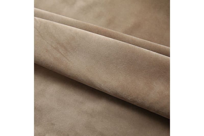 Mörkläggningsgardiner 2 st m. krokar sammet beige 140x175 cm - Beige - Mörkläggningsgardiner