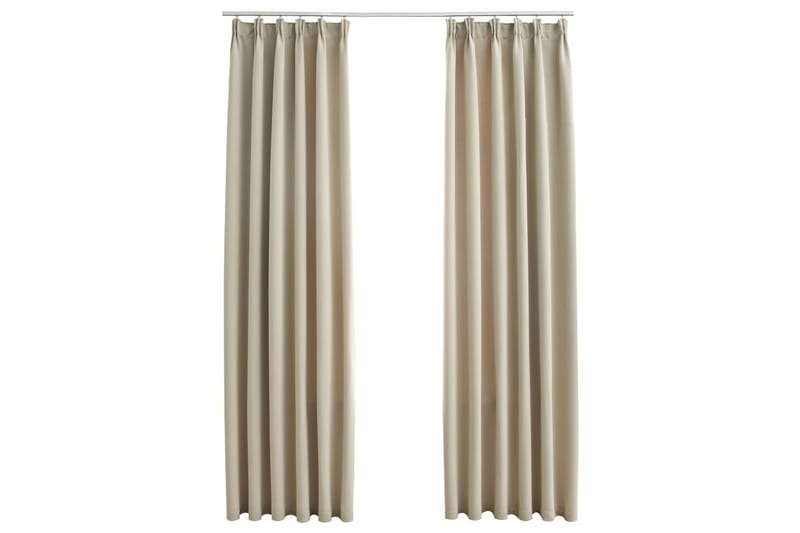 Mörkläggningsgardiner med krokar 2 st beige 140x175 cm - Beige - Mörkläggningsgardiner