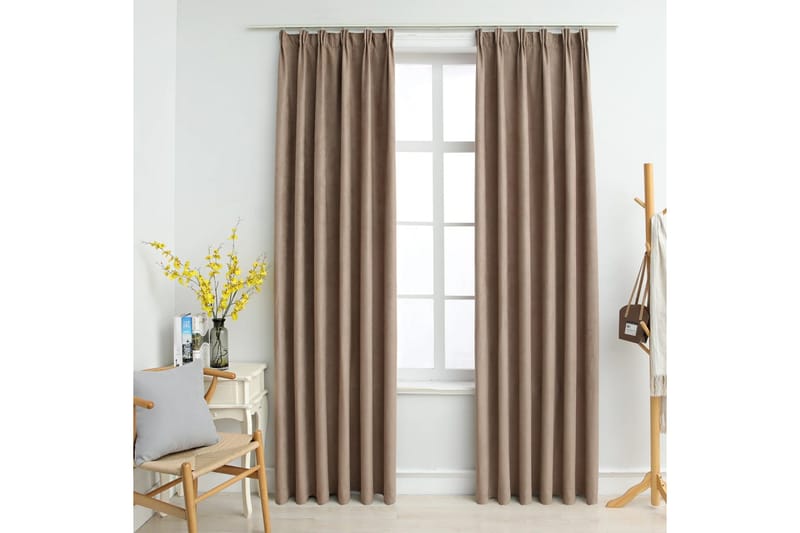 Mörkläggningsgardiner med krokar 2 st taupe 140x175 cm - Mocka/Taupe - Mörkläggningsgardiner