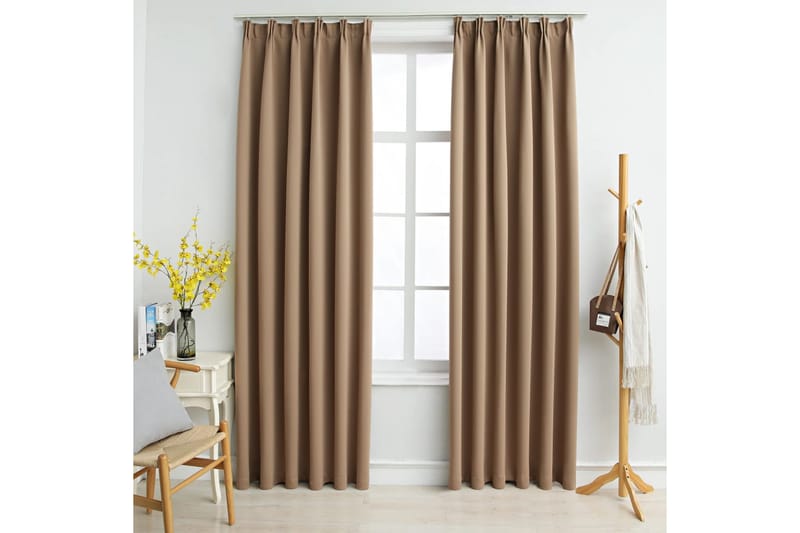 Mörkläggningsgardiner med krokar 2 st taupe 140x175 cm - Taupe - Mörkläggningsgardiner