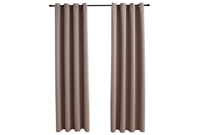 Mörkläggningsgardiner med metallringar 2 st taupe 140x245 cm - Taupe - Mörkläggningsgardiner