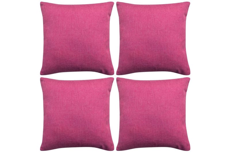 Kuddöverdrag 4 st linne-design 40x40 cm rosa - Rosa - Textil & mattor - Filtar, kuddar & plädar - Prydnadskudde & kuddfodral