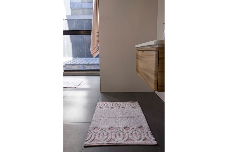 Neeven Badrumsmatta 70x110 cm Rektangulär - Rosa - Badrumsmatta - Gummerade mattor - Små mattor - Mönstrade mattor - Stora mattor - Handvävda mattor