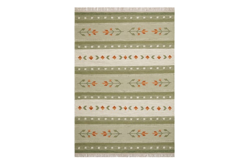 Megwal Ullmatta 200x300 cm - Grön - Ullmatta - Handvävda mattor - Gummerade mattor - Mönstrade mattor - Stora mattor - Små mattor