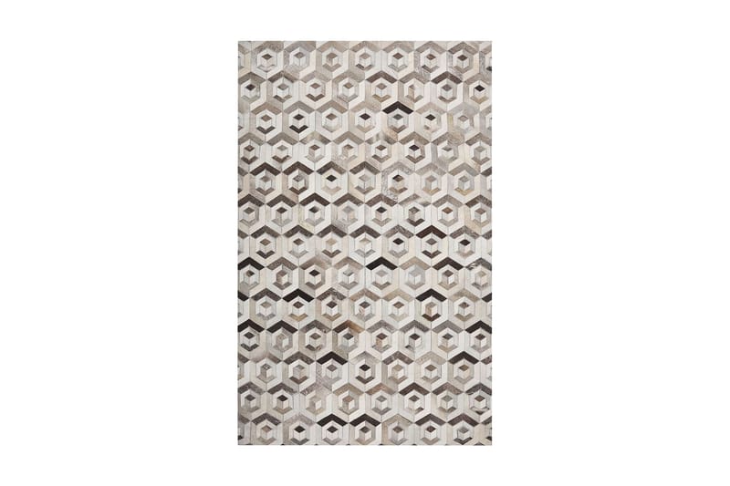 Tavak Matta 140x200 cm - Läder/Beige/Brun - Patchwork matta - Gummerade mattor - Små mattor - Mönstrade mattor - Stora mattor - Handvävda mattor