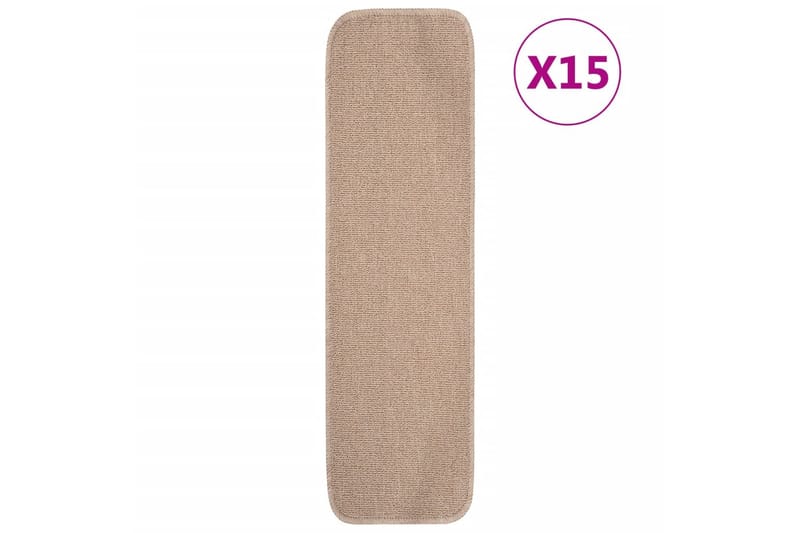 Trappstegmattor 15 st 75x20 cm beige halkfri - Beige - Trappstegsmattor