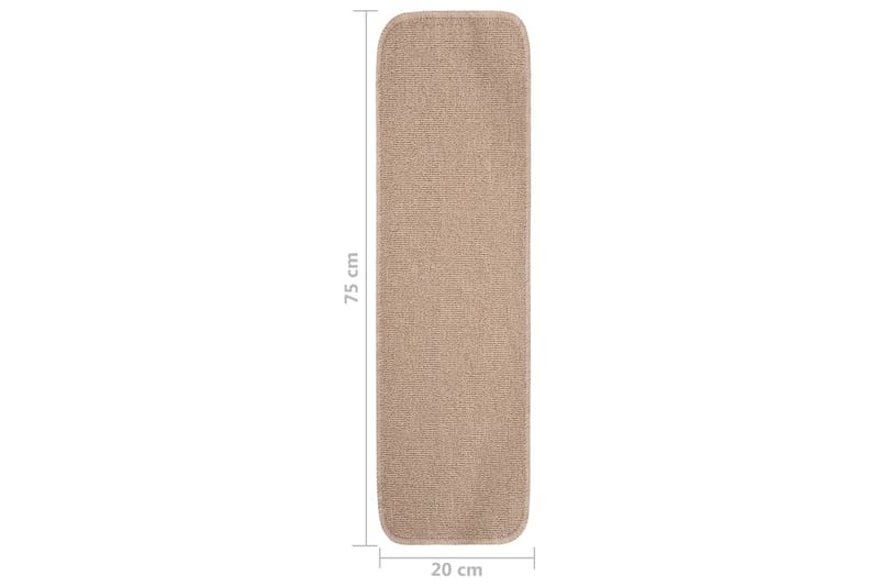 Trappstegmattor 15 st 75x20 cm beige halkfri - Beige - Trappstegsmattor