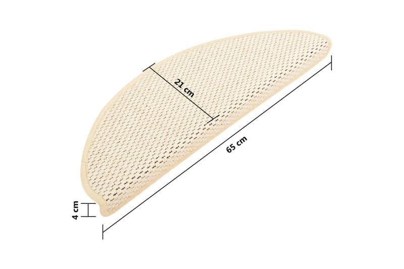 Trappstegsmattor självhäftande sisal 15 st 65x25 cm gräddvit - Kräm - Trappstegsmattor