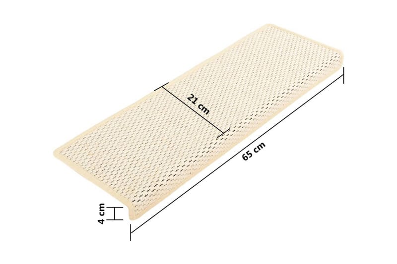 Trappstegsmattor självhäftande sisal 15 st 65x25 cm naturvit - Vit - Trappstegsmattor