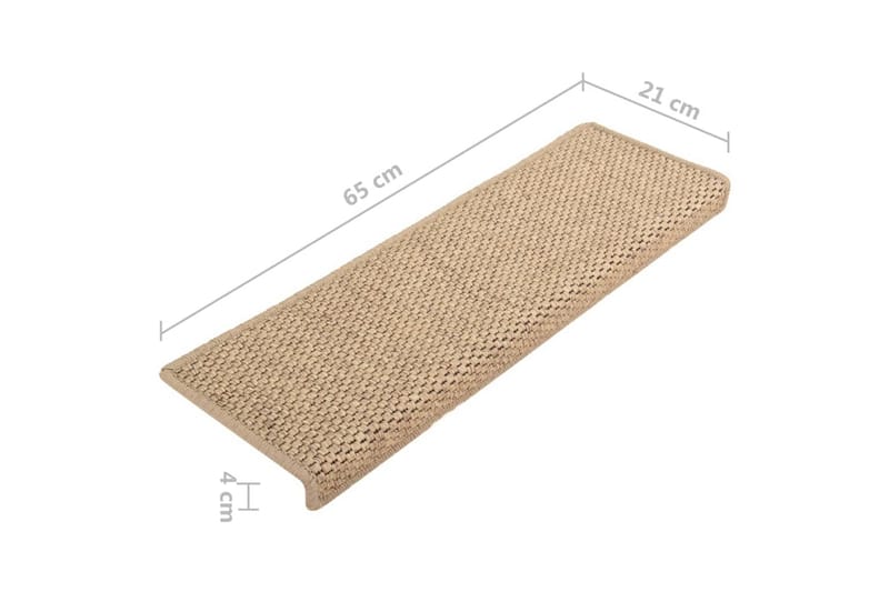 Trappstegsmattor självhäftande sisal 15 st 65x25 cm sand - Beige - Trappstegsmattor