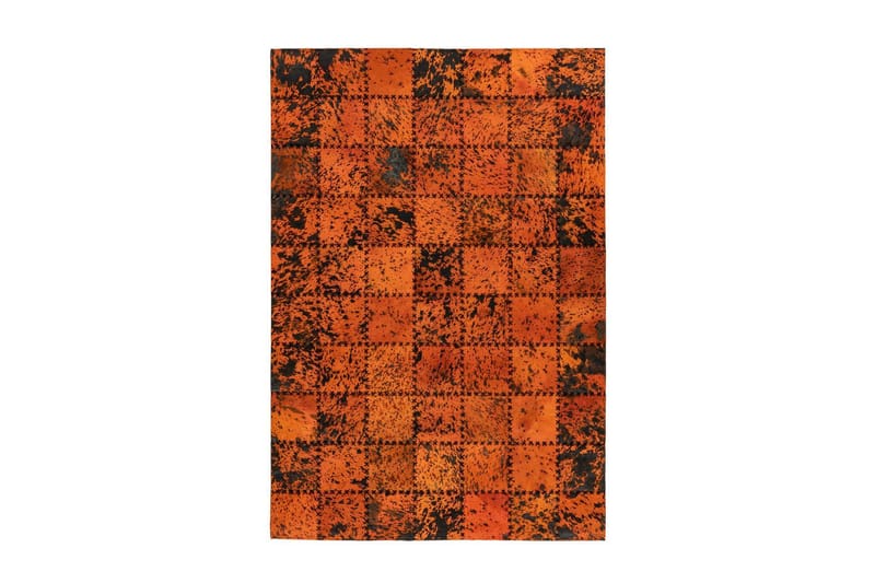 Dulvabier Fohav Matta 200x290 cm Orange/Läder - D-Sign - Gummerade mattor - Små mattor - Mönstrade mattor - Stora mattor - Patchwork matta - Handvävda mattor