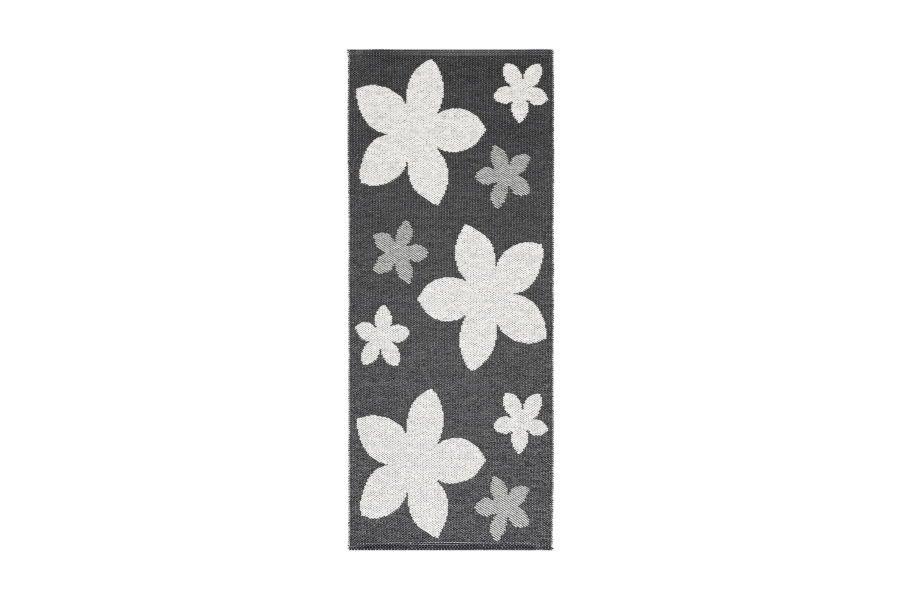 REA/Black Friday Flower Plastmatta 70x300 Vändbar PVC Svart - Horredsmattan Plastmattor Svartvit,Svart