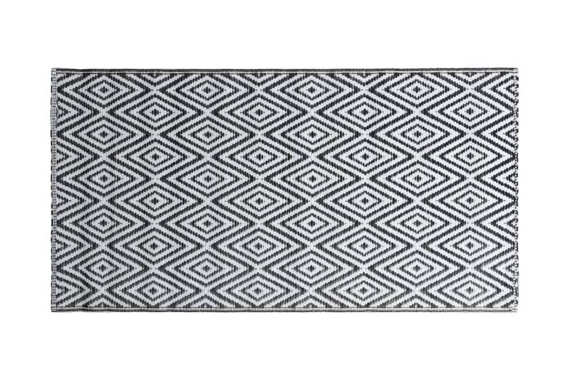Utomhusmatta vit och svart 160x230 cm PP - Vit - Utomhusmattor