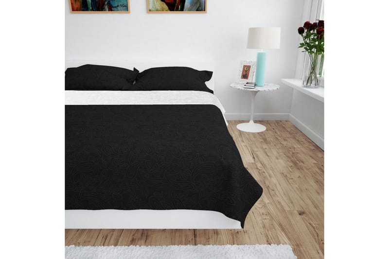 Överkast dubbelsidigt 230x260 cm svart och vit - Svart/Vit - Textil & mattor - Sängkläder - Överkast - Överkast enkelsäng