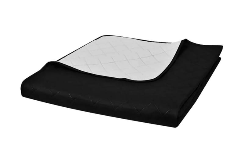 Dubbelsidigt vadderat överkast svart/vit 230x260 cm - Svart/Vit - Överkast enkelsäng - Överkast