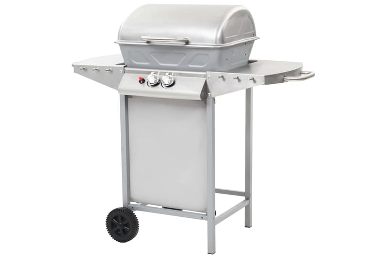 Gasolgrill med 2 grillzoner rostfritt stål silver - Silver - Gasolgrill