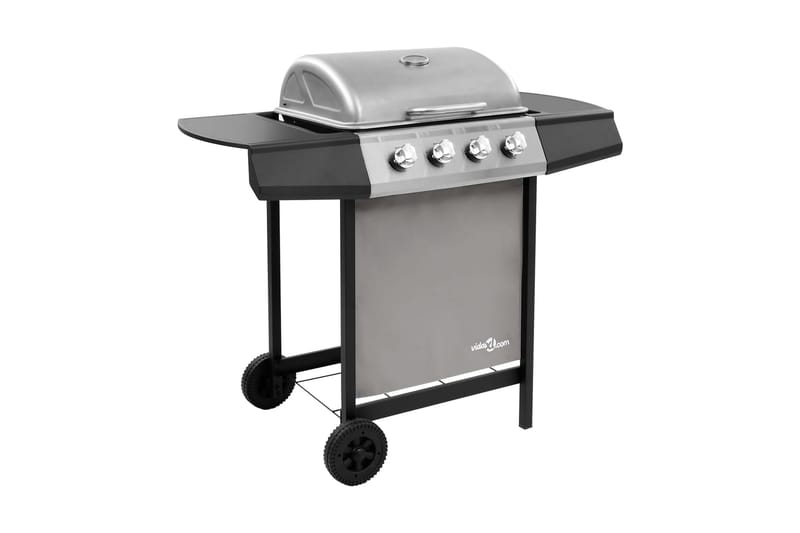 Gasolgrill med 4 brännare svart och silver - Silver - Gasolgrill