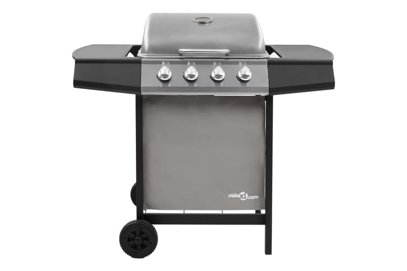 Gasolgrill med 4 brännare svart och silver - Silver - Gasolgrill