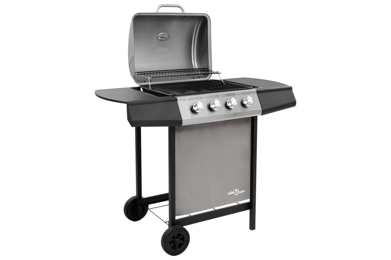 Gasolgrill med 4 brännare svart och silver - Silver - Gasolgrill