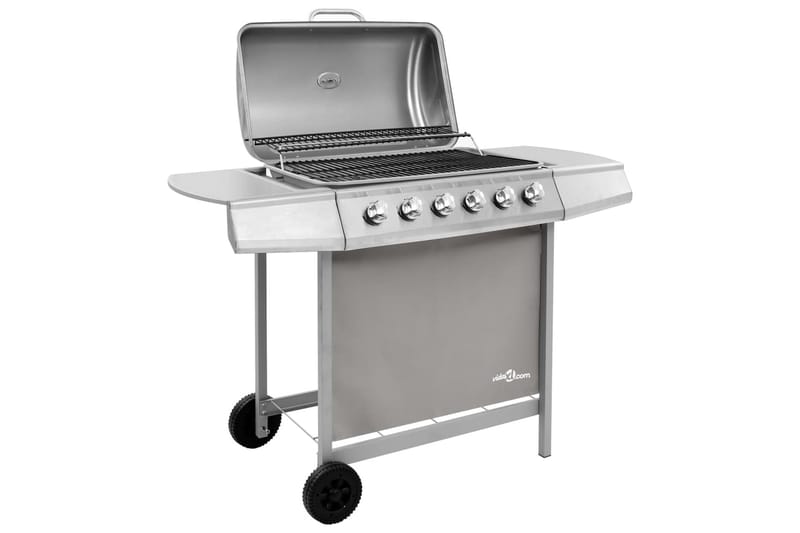 Gasolgrill med 6 brännare silver - Silver - Gasolgrill