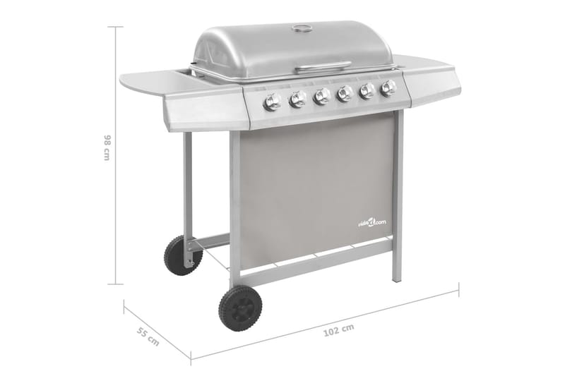 Gasolgrill med 6 brännare silver - Silver - Gasolgrill