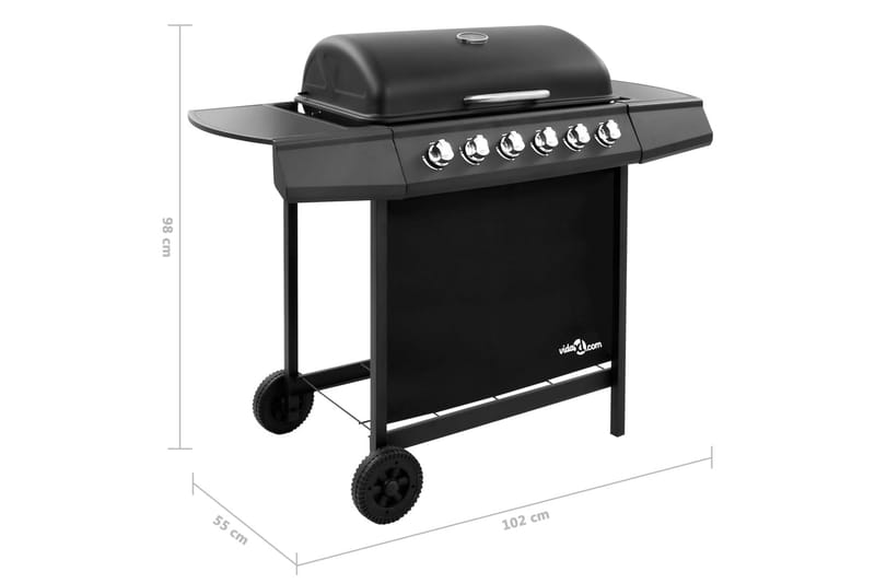 Gasolgrill med 6 brännare svart - Svart - Gasolgrill