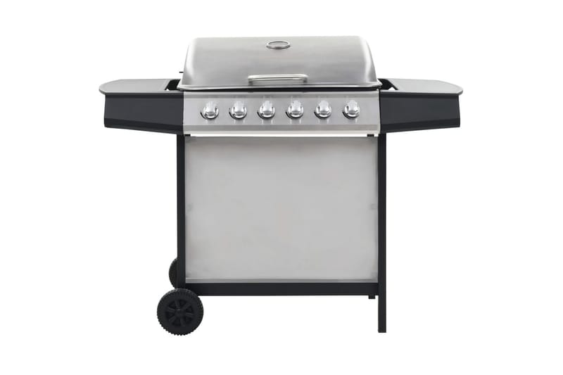 Gasolgrill med 6 grillzoner rostfritt stål silver - Silver - Gasolgrill