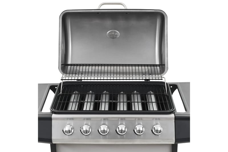 Gasolgrill med 6 grillzoner rostfritt stål silver - Silver - Gasolgrill