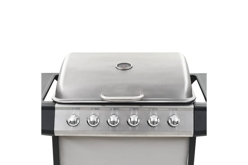 Gasolgrill med 6 grillzoner rostfritt stål silver - Silver - Gasolgrill