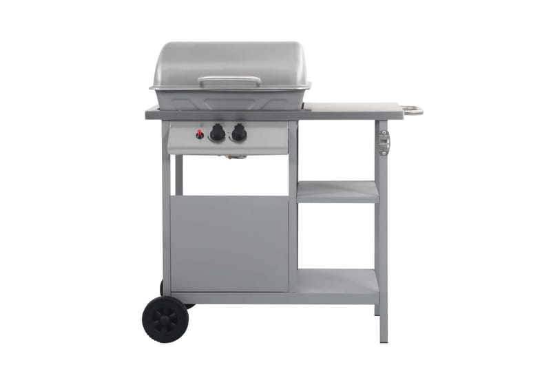 Gasolgrill med sidobord i 3 nivåer silver - Silver - Gasolgrill