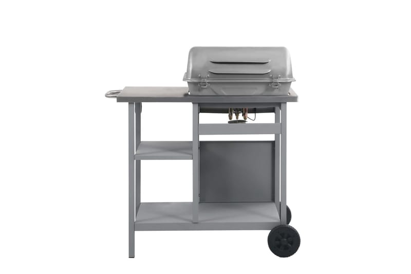 Gasolgrill med sidobord i 3 nivåer silver - Silver - Gasolgrill