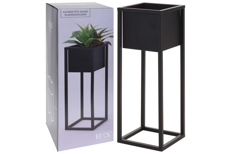 Home&Styling Blomkruka på stativ metall svart 60 cm - Svart - Stor blomkruka - Utomhuskrukor