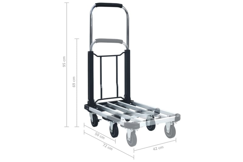 Hopfällbar säckkärra 150 kg aluminium silver - Säckkärra & magasinkärra