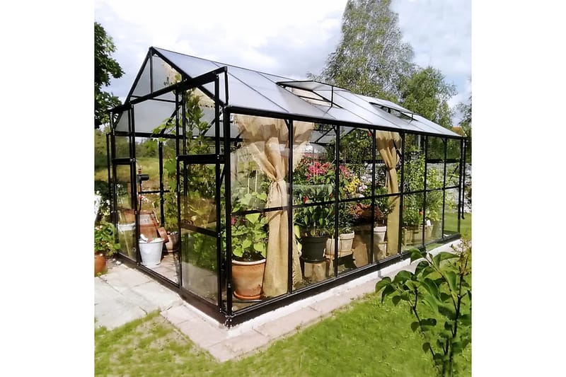 Marvell Glasväxthus 11,1m² | 4mm säkerhetsglas | 5 års stormgaranti - Antracit - Växthus - Fristående växthus