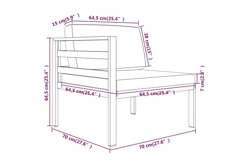 Loungegrupp för trädgården 5 delar med dynor aluminium antra - Antracit - Altanmöbler - Soffgrupp utomhus - Loungegrupp & Loungeset