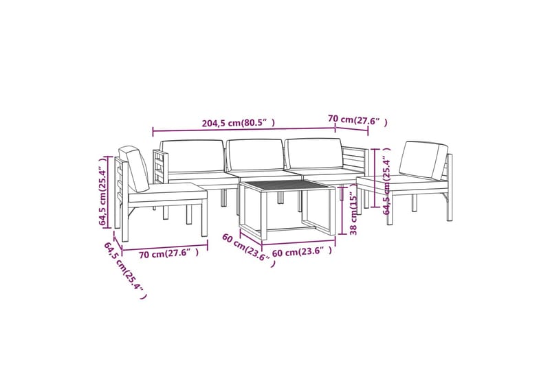 Loungegrupp för trädgården 6 delar med dynor aluminium antra - Antracit - Altanmöbler - Soffgrupp utomhus - Loungegrupp & Loungeset