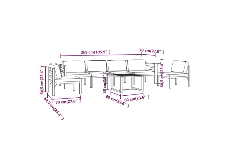 Loungegrupp för trädgården 7 delar med dynor aluminium antra - Antracit - Altanmöbler - Soffgrupp utomhus - Loungegrupp & Loungeset