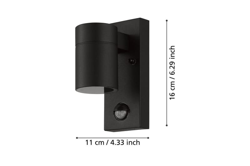 Vägglampa Utebelysning Eglo Riga 5 med Sensor Svart Klar - Svart - Trädgård & spabad - Utemiljö - Entré - Entrébelysning